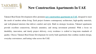 New Construction Apartments In UAE