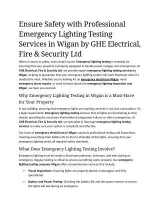 7- Ensure Safety with Professional Emergency Lighting Testing Services in Wigan by GHE Electrical, Fire & Security Ltd
