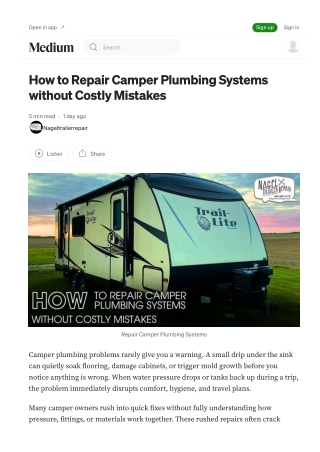 Essential Michigan Camper Plumbing Repair Guide