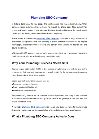 Plumbing SEO Company