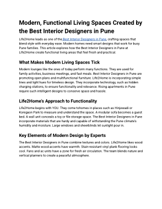 Modern, Functional Living Spaces Created by the Best Interior Designers in Pune