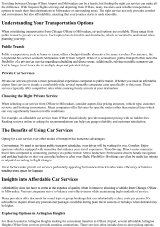 Convenient and Affordable Car Service from Chicago O'Hare to Milwaukee