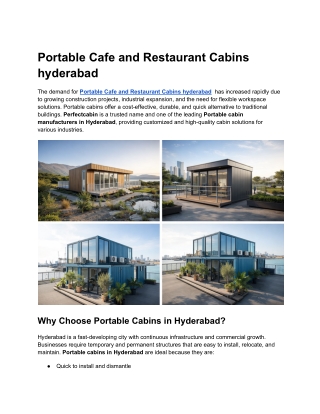 Portable Cafe and Restaurant Cabins