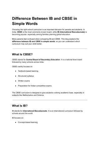Difference Between IB and CBSE in Simple Words