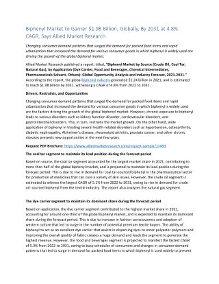 Biphenyl Industry Outlook to 2031 Strategic Best Practices for Growth