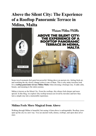 Above the Silent City The Experience of a Rooftop Panoramic Terrace in Mdina Malta