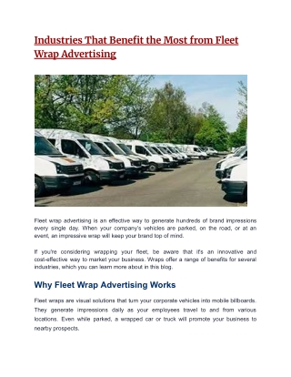 Industries That Benefit the Most from Fleet Wrap Advertising