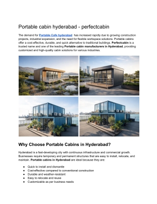 Portable cabin hyderabad - perfectcabin