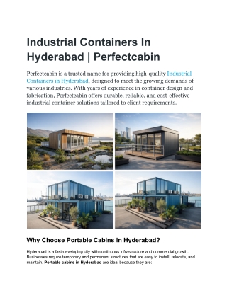 Industrial Containers In Hyderabad _ Perfectcabin