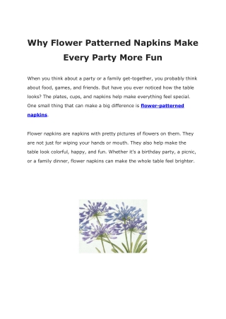 Why Flower Patterned Napkins Make Every Party More Fun