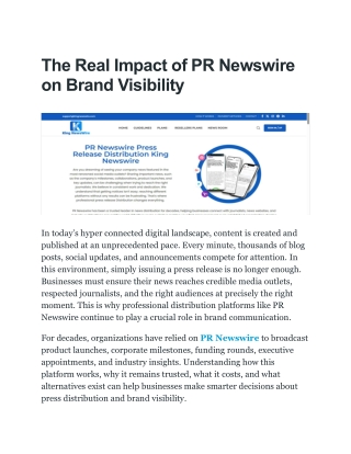 The Real Impact of PR Newswire on Brand Visibility