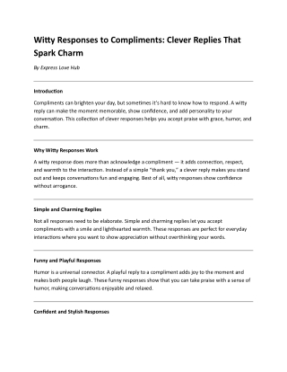 Witty Responses to Compliments That Show Confidence and Charm