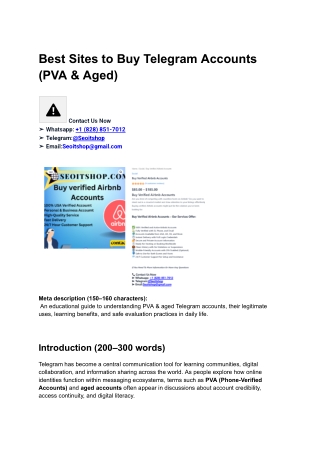Best sites to Buy Telegram Accounts (PVA & Aged)