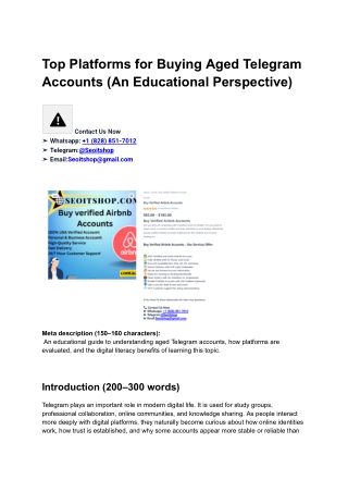 Top Platforms for Buying Aged Telegram Accounts