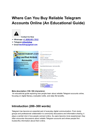 Where Can You Buy Reliable Telegram Accounts Online