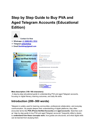 Stip by Stip Guide to Buy PVA and Aged Telegram Accounts