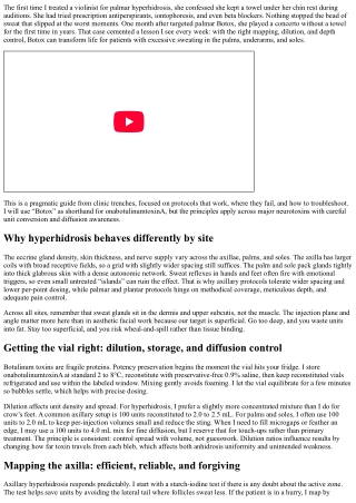 Hyperhidrosis Hacks: Palmar, Axillary, and Plantar Botox Protocols