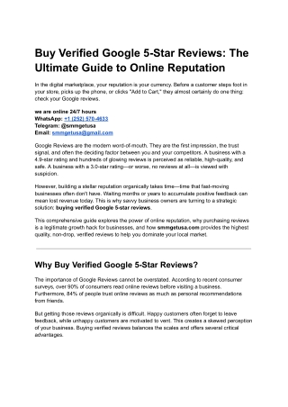 Buy Verified Google 5-Star Reviews_ The Ultimate Guide to Online Reputation
