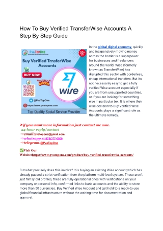 Top 5 Websites for Buying Verified TransferWise Accounts Safely