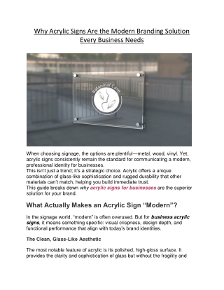 Why Acrylic Signs Are the Modern Branding Solution Every Business Needs