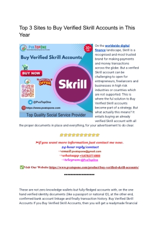 Top 3 Sites to Buy Verified Skrill Accounts in This Year