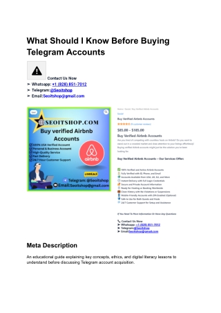 What Should I Know Before Buying Telegram Accounts
