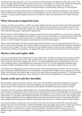 Assessing Risk in Commercial Real Estate Appraisal