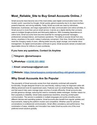 Most_Reliable_Site to Buy Gmail Accounts Online