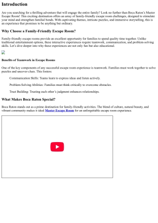 Escape the Ordinary: Explore Family-Friendly Challenges at Boca Raton's Master E