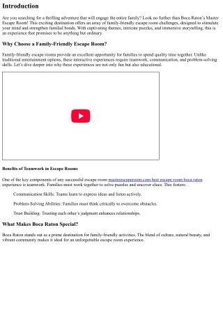 Escape the Ordinary: Explore Family-Friendly Challenges at Boca Raton's Master E