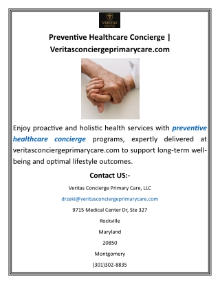 Preventive Healthcare Concierge Veritasconciergeprimarycare