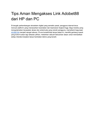 Tips Aman Mengakses Link Adobet88 dari HP dan PC (1)