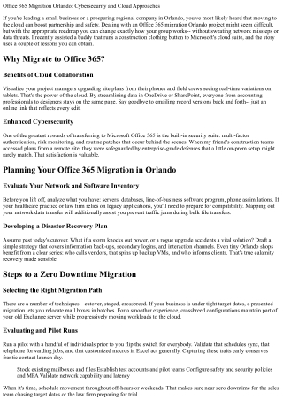 Workplace 365 Migration Orlando: Cybersecurity and Cloud Strategies