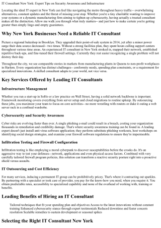 IT Consultant New York: Expert Tips on Security Awareness and Infrastructure