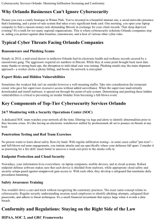 Cybersecurity Services Orlando: Mastering Penetration Testing and Compliance