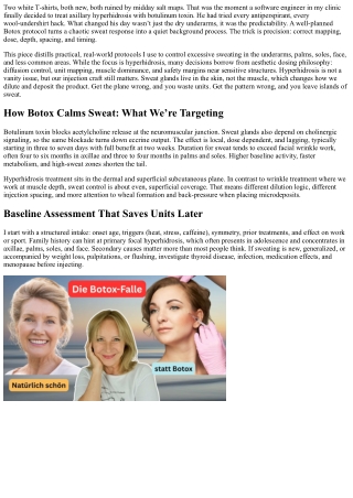 Excessive Sweating Solutions: Botox Protocols for Hyperhidrosis