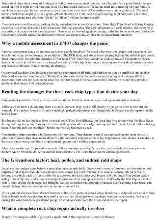 Rock Chip Repair Greensboro 27407: Free Mobile Assessment