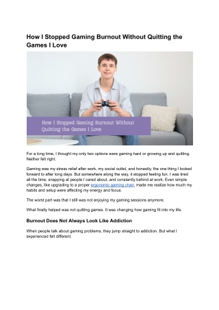 How I Stopped Gaming Burnout Without Quitting the Games I Love