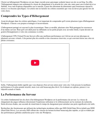 Vous Ne Devez Pas Ignorer Ces Critères lors du Choix d'un Hébergement Wordpress!