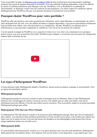 Héberger Votre Portfolio avec Wordpress : Les Meilleures Options !