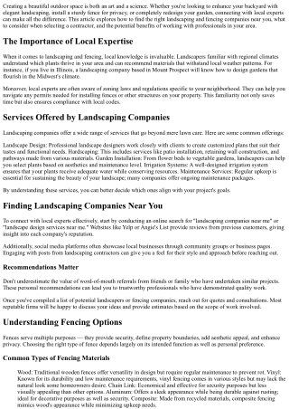 Connect with Local Experts: Landscaping and Fencing Companies Near Me.