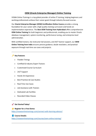 OEM Online Coaching Classes In India, Hyderabad