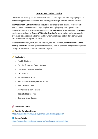 Oracle APEX  Online Training Real-time support from Hyderabad