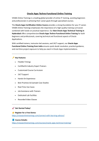 Oracle Apps Techno Online Coaching Classes In India, Hyderabad