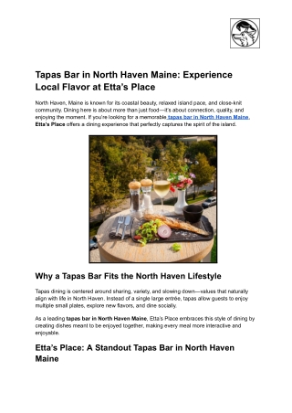 Tapas Bar in North Haven Maine_ Experience Local Flavor at Etta’s Place
