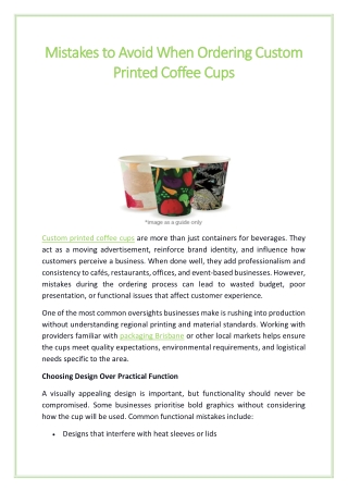 Mistakes to Avoid When Ordering Custom Printed Coffee Cups