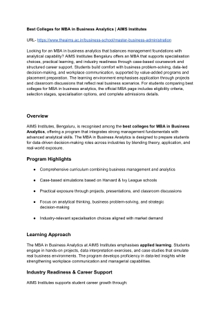 Best Colleges for Best Colleges for MBA in Business Analytics _ AIMS Institutes