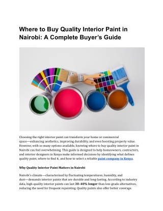 Where to buy quality interior paint in Nairobi