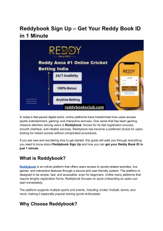 Reddybook Sign Up – Get Your Reddy Book ID in 1 Minute