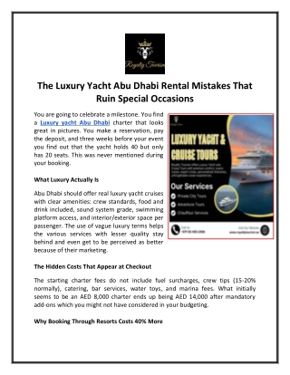 The Luxury Yacht Abu Dhabi Rental Mistakes That Ruin Special Occasions